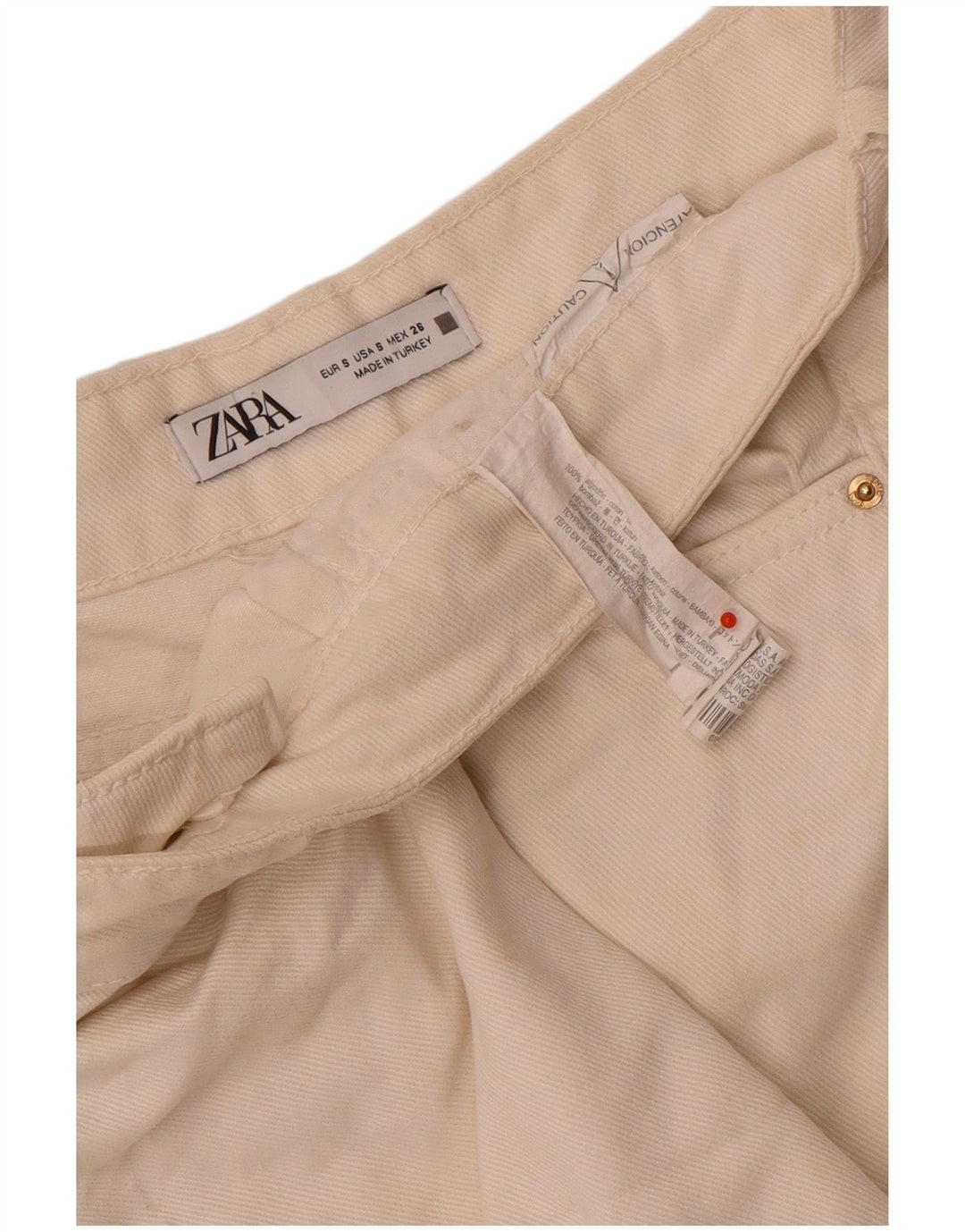 Pantaloncini di jeans da donna Zara piccoli W26 cotone bianco