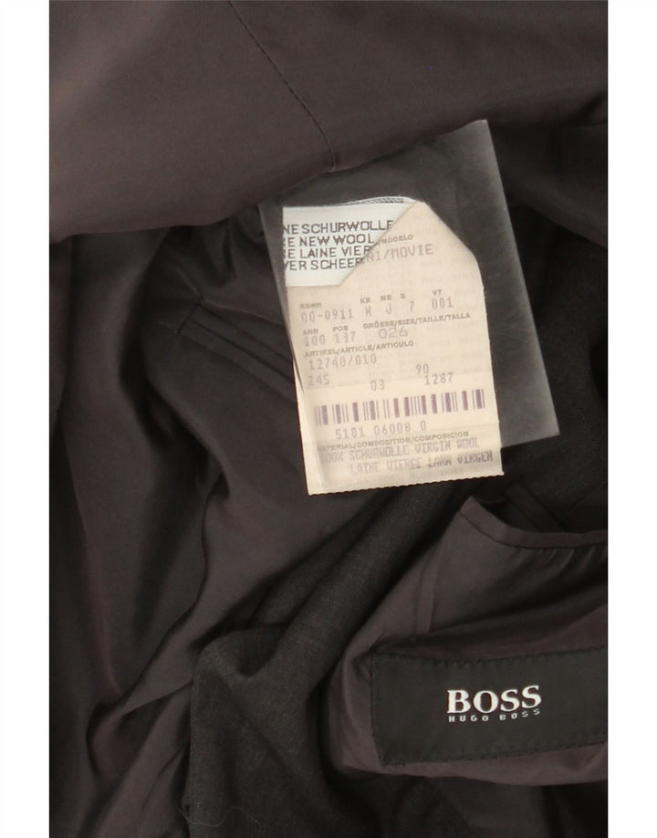 Giacca blazer da uomo a 3 bottoni Hugo Boss UK 40 grande lana grigia