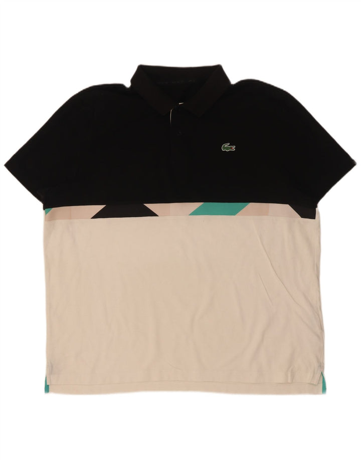Polo da uomo Lacoste XL in cotone color block nero