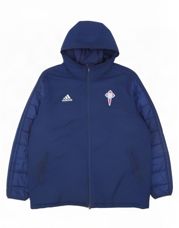 Giacca imbottita con cappuccio da uomo Adidas UK 44 2XL poliestere blu navy