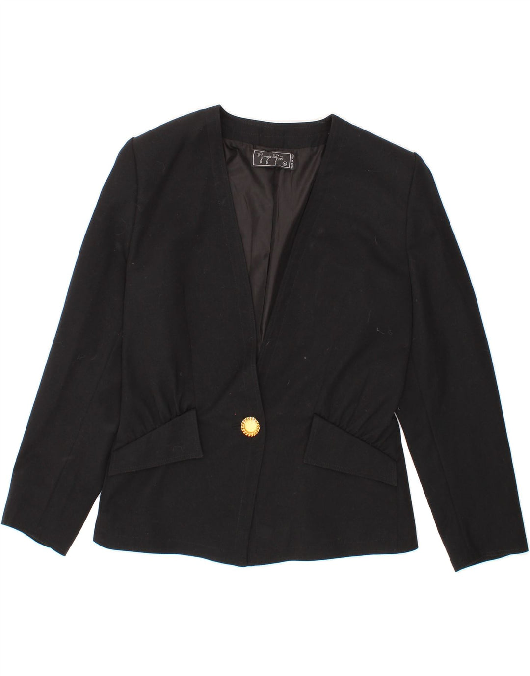 GIORGIO GRATI Womens 1 Button Blazer Jacket IT 42 Medium Black Wool Vintage Giorgio Grati and Second-Hand Giorgio Grati from Messina Hembry 