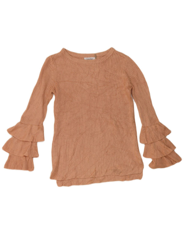 Maglione maglione con scollo a barca da donna Calvin Klein UK 6 XS acrilico rosa