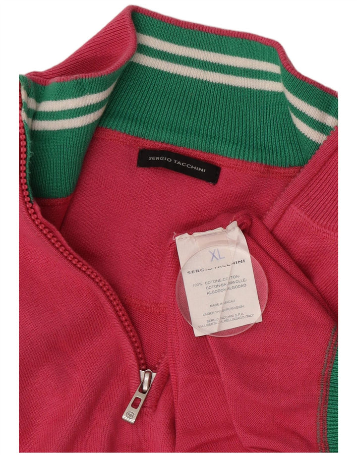 Maglione da uomo Sergio Tacchini con zip e collo XL in cotone rosa