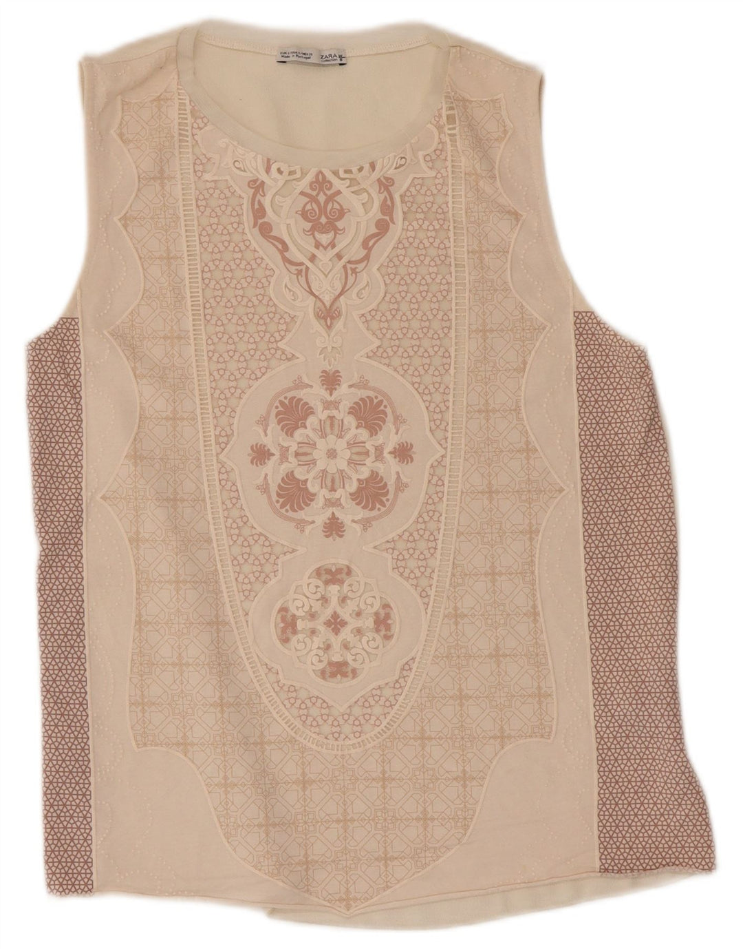 Canotta Zara da donna con motivo astratto UK 8 piccola in poliestere beige