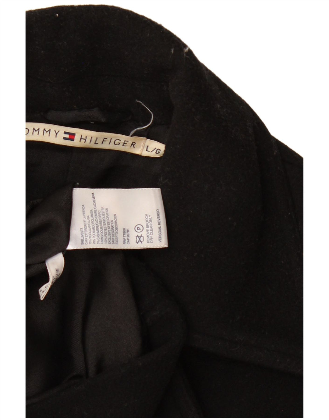 Cappotto da marinaio da donna Tommy Hilfiger UK 16 grande lana nera