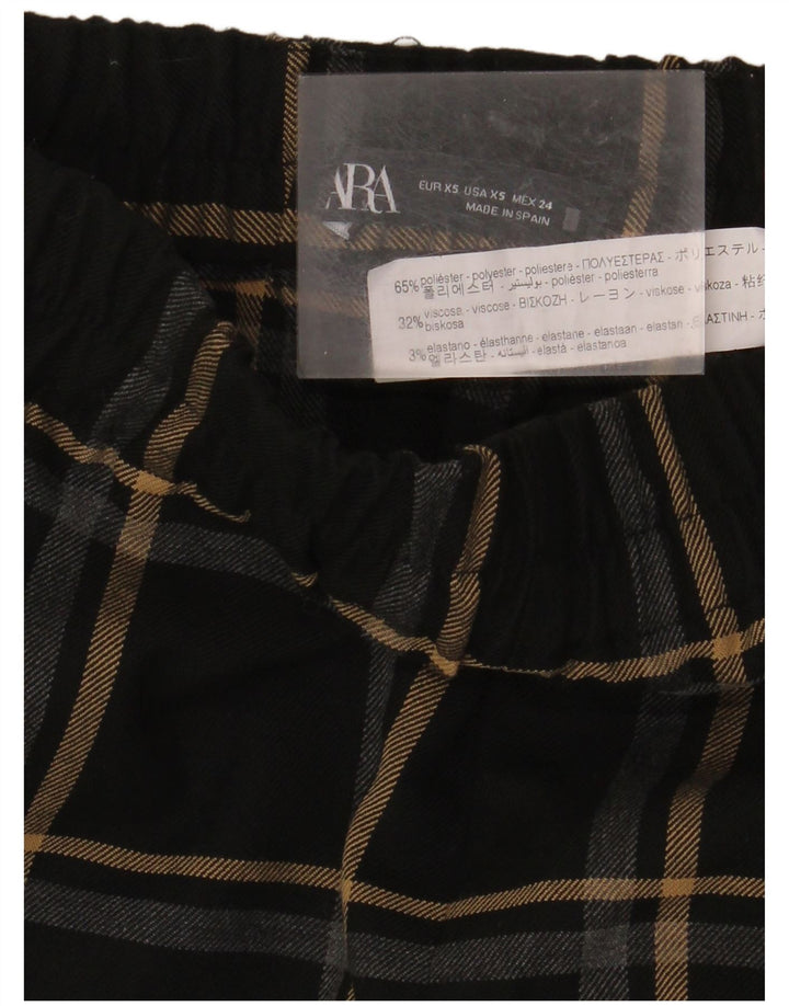 Pantaloni chino slim da donna Zara XS W24 L34 poliestere a quadri neri