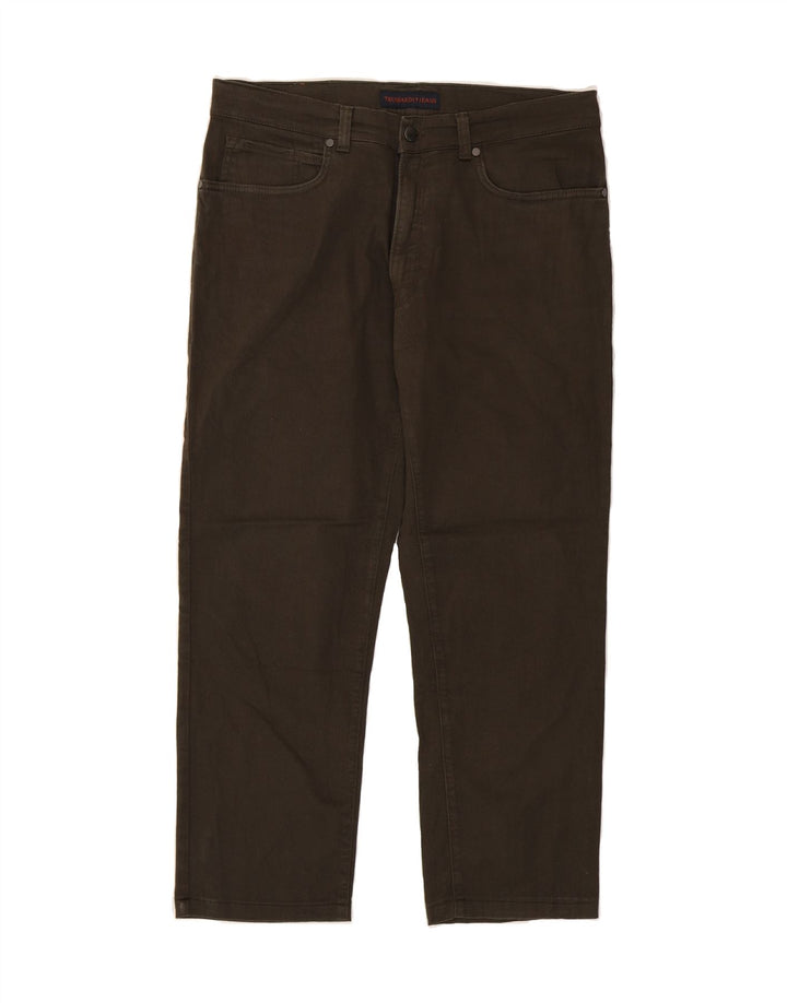 TRUSSARDI Mens Straight Jeans W38 L27 Khaki Vintage Trussardi and Second-Hand Trussardi from Messina Hembry 
