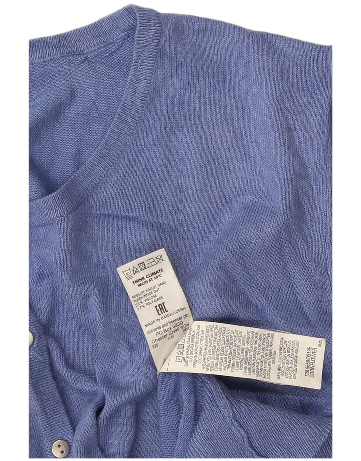 Maglione cardigan da donna Marks & Spencer UK 20 2XL viscosa blu