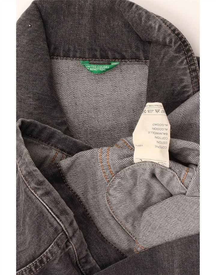 Giacca in denim corto da donna Benetton UK 16 grande cotone grigio