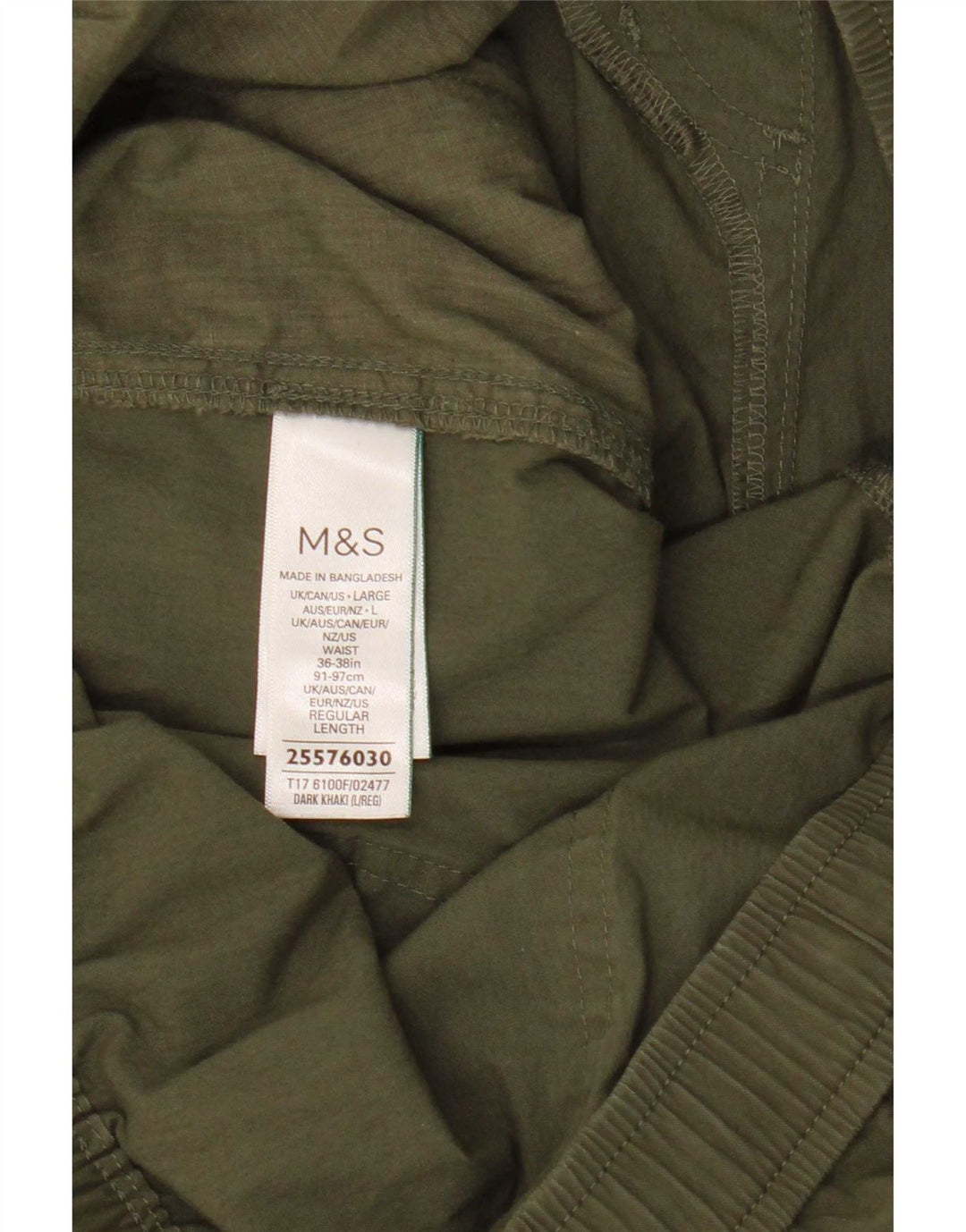 Pantaloni cargo dritti da uomo Marks & Spencer grandi W36 L28 cotone kaki