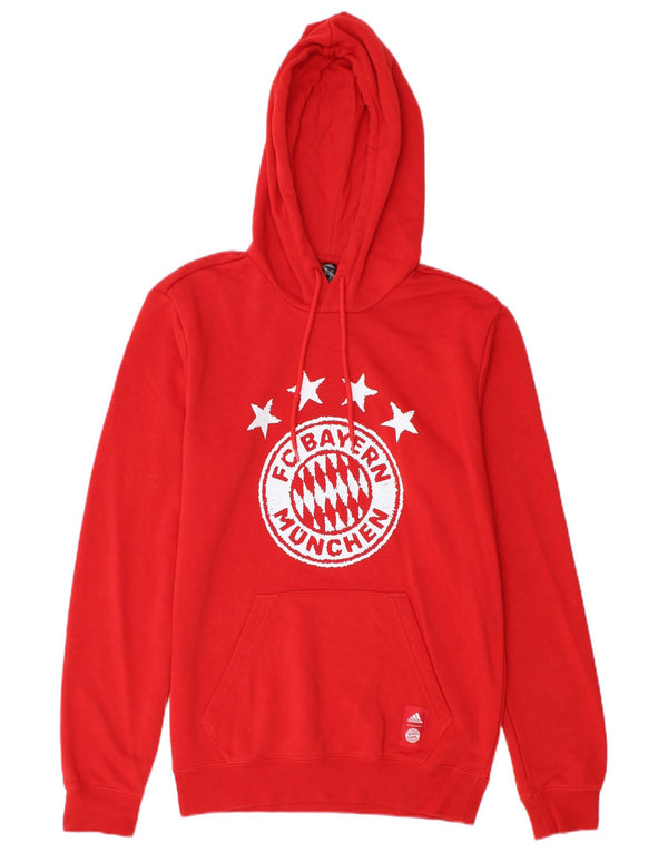 Felpa con cappuccio grafica Adidas FC Bayern Munchen da uomo XS in cotone rosso
