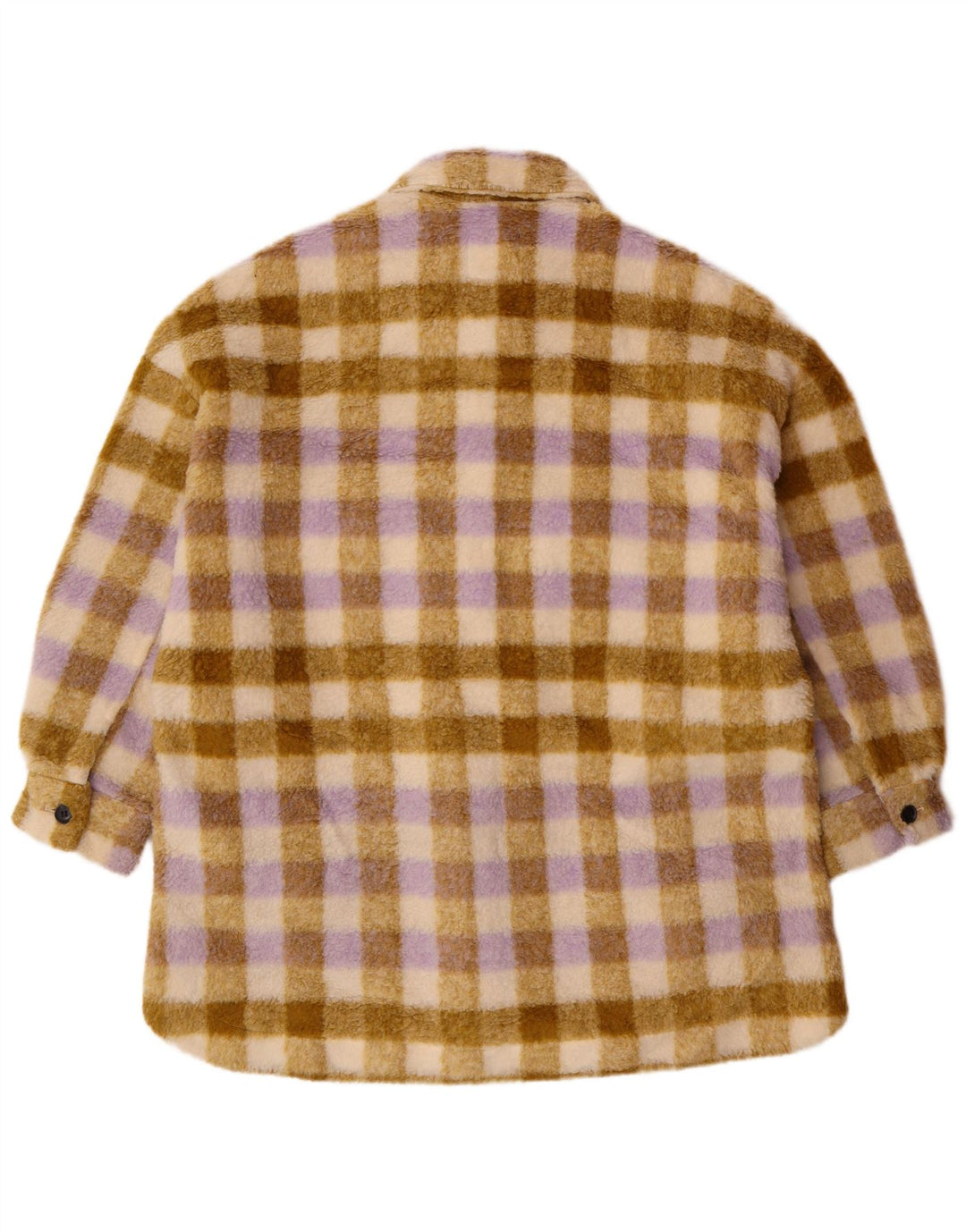 Giacca in pile oversize da donna Zara UK 10 Small Poliestere scozzese beige