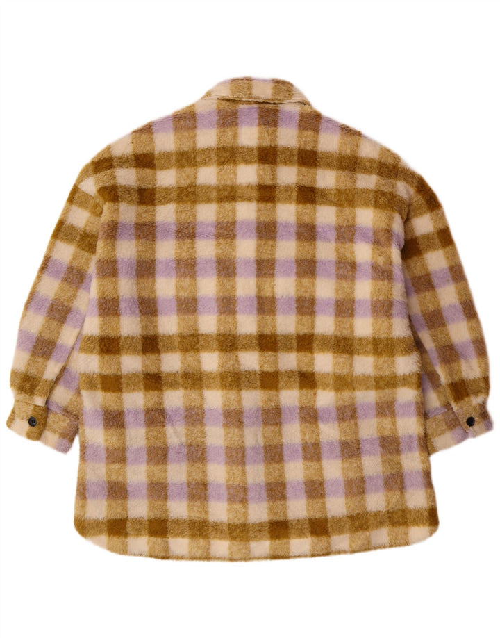 Giacca in pile oversize da donna Zara UK 10 Small Poliestere scozzese beige