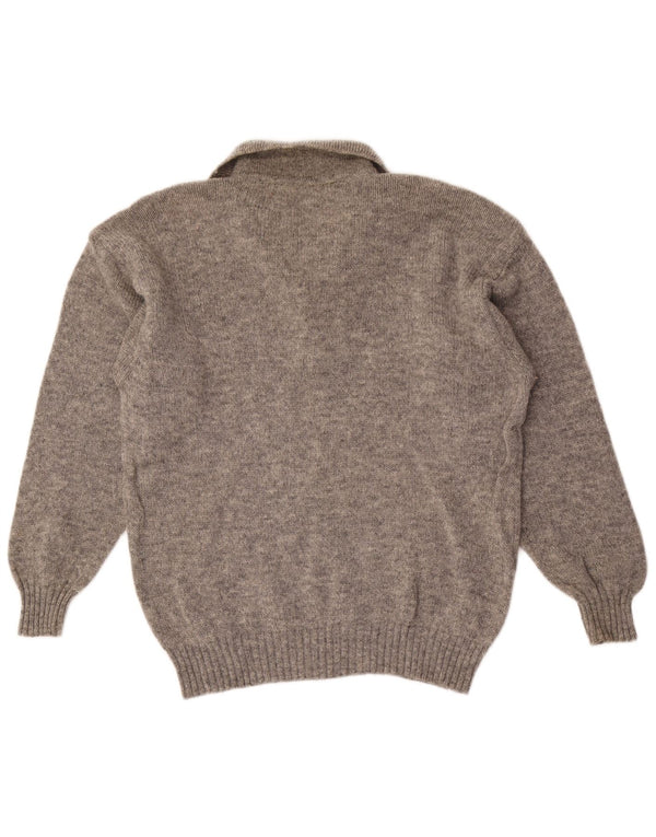 Maglione vintage da uomo con collo alto IT 50 Lana a rombi/diamante grigio medio