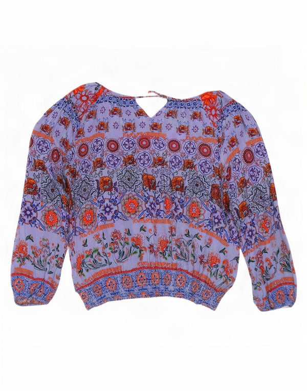 Desigual Donna Camicetta Oversize a Maniche Lunghe Top UK 18 XL Blu Floreale