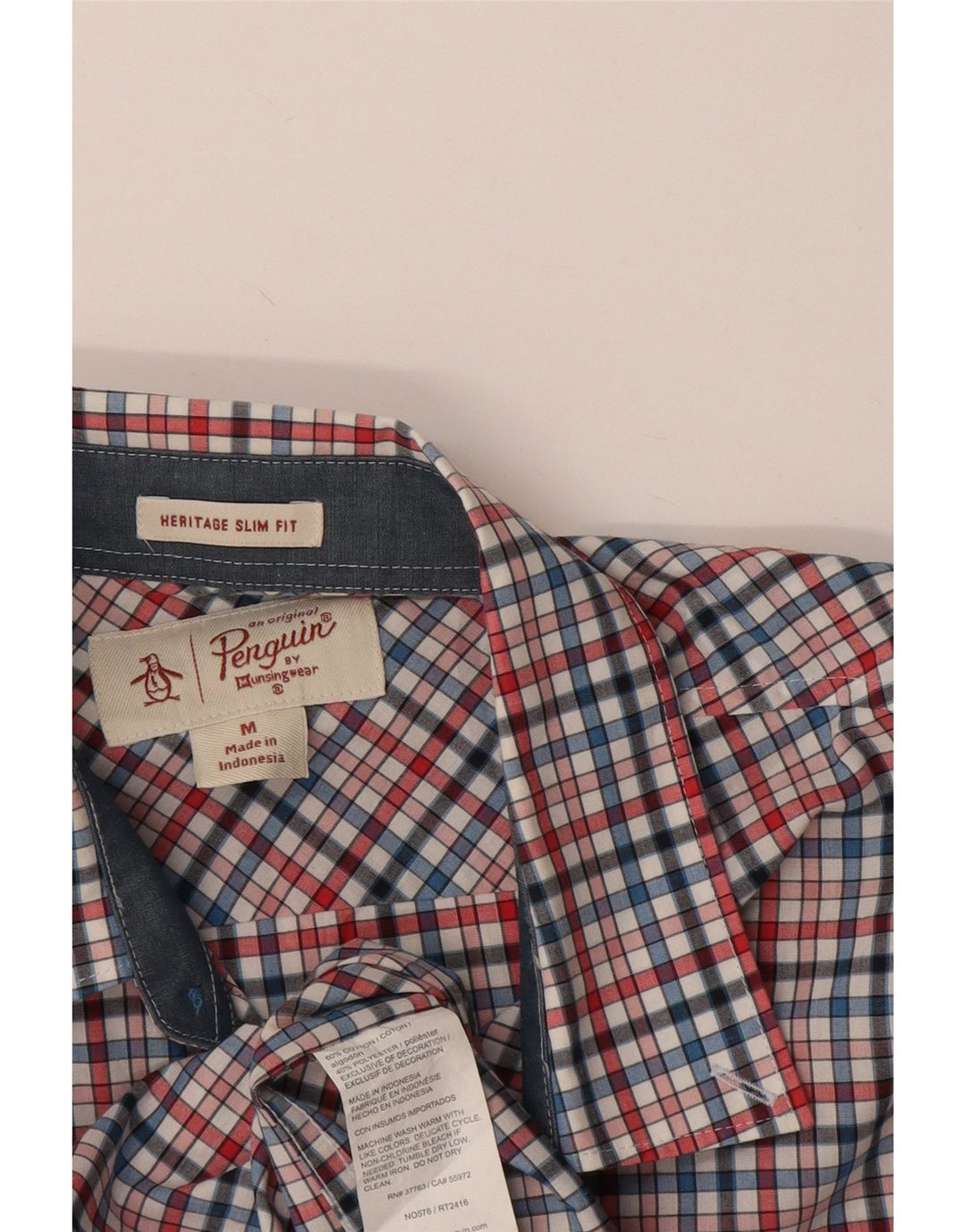 Penguin Camicia da uomo Heritage slim fit in cotone a quadri multicolore medio