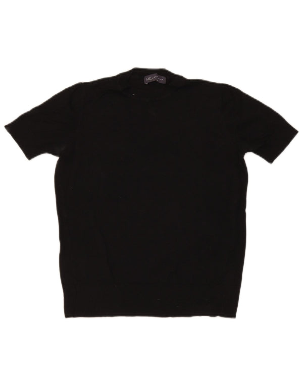 Maglione maglione girocollo a maniche corte da uomo Marks & Spencer UK 8 piccolo nero