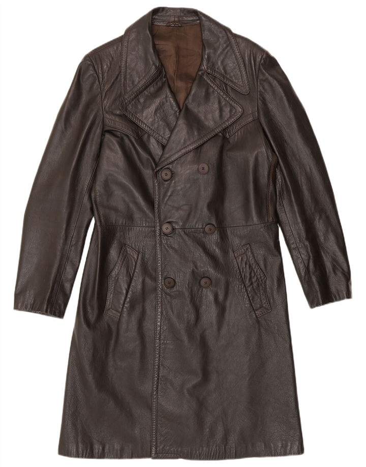 Cappotto in pelle da uomo VINTAGE IT 50 Large in pelle marrone