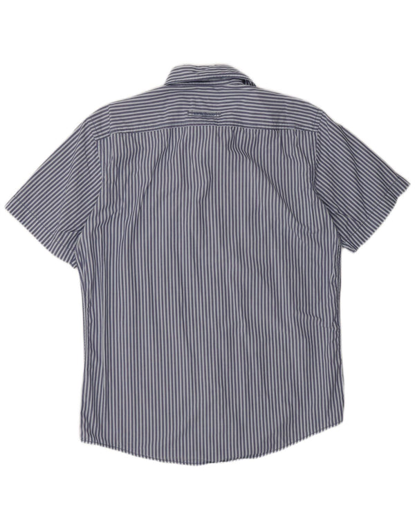 Camel Active Mens Short Sleeve Regular Fit Shirt Medium Blue Pinstripe