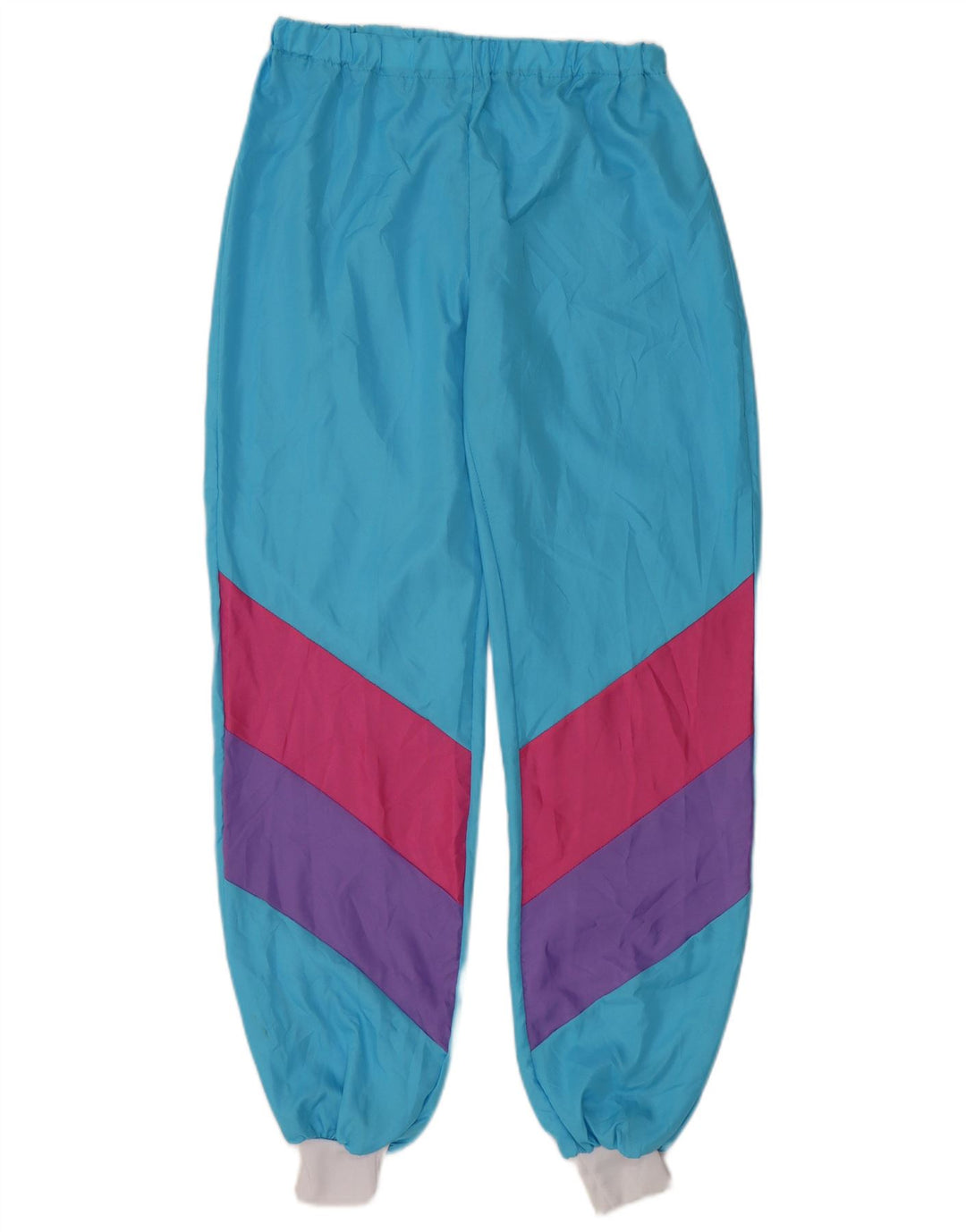Pantaloni da tuta da donna VINTAGE Joggers UK 10 Small Blue Colourblock