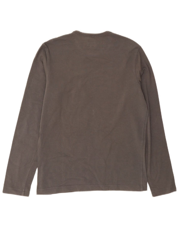 Calvin Klein Jeans Top grafico da uomo a maniche lunghe in cotone grigio grande