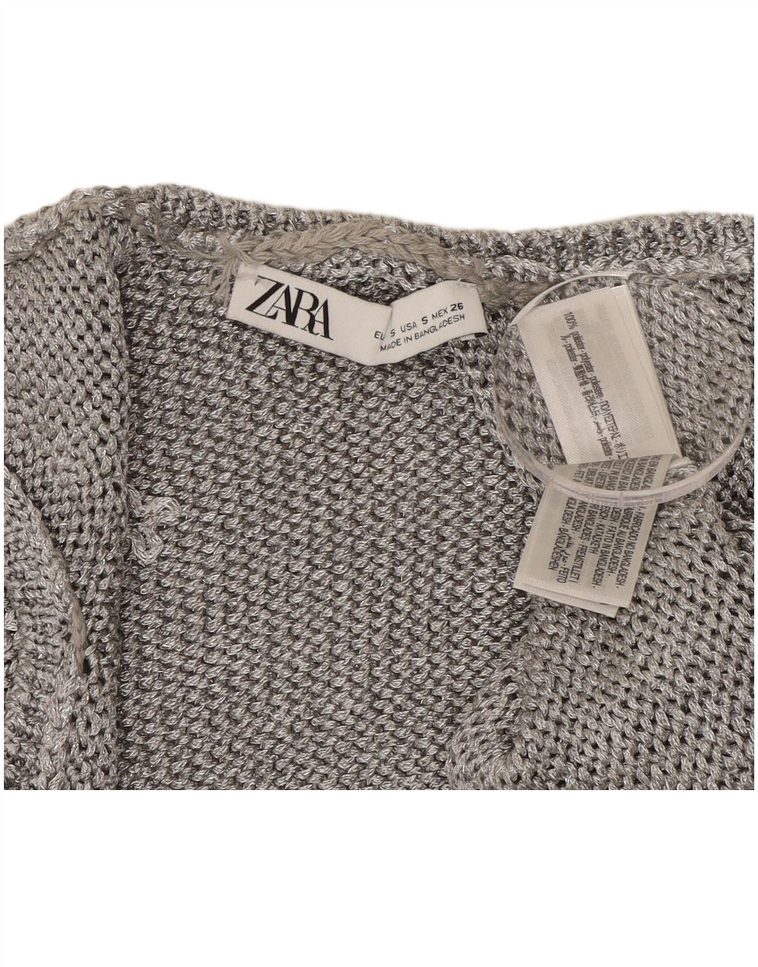 Canotta corta da donna Zara UK 10 piccola in poliestere argento