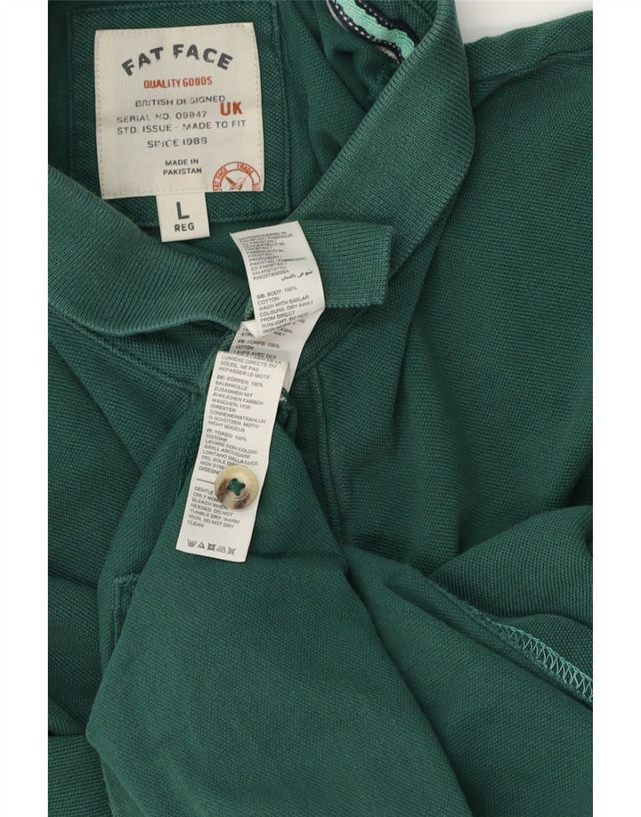 Polo da uomo a maniche lunghe Fat Face grande in cotone verde