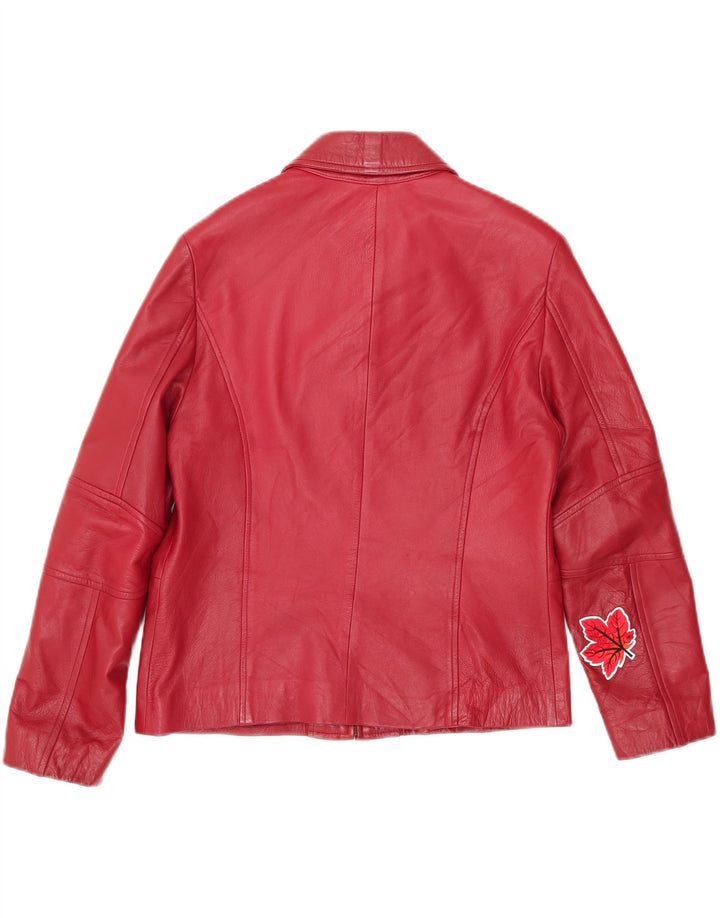 Giacca in pelle vintage da donna IT 46 grande rossa