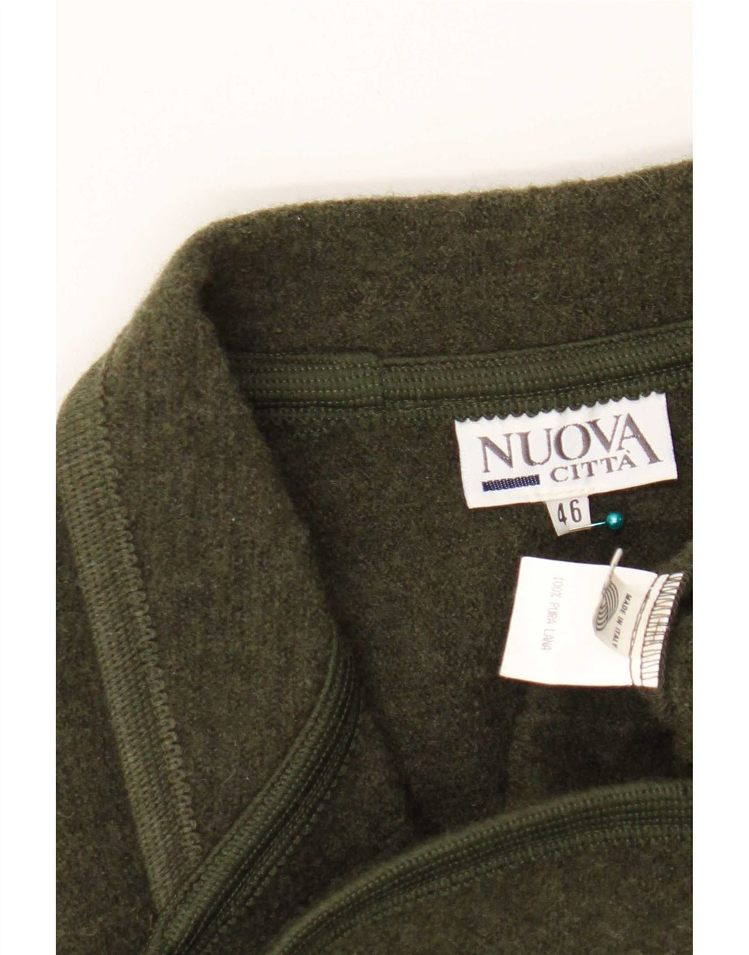 Giacca blazer a 3 bottoni da donna Nuova Città IT 46 Large Lana vergine kaki