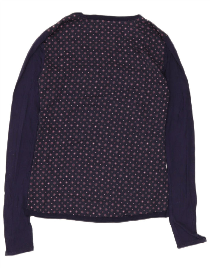 Tommy Hilfiger Top da donna a maniche lunghe UK 12 Medio Blu Navy geometrico