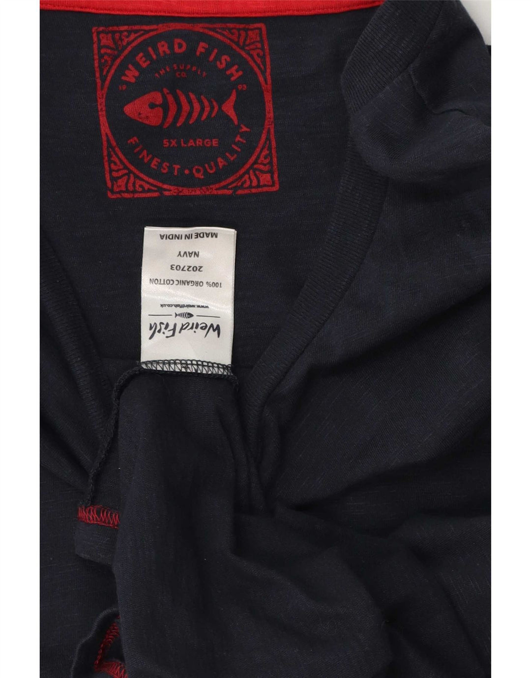T-shirt da uomo Weird Fish Top 5XL cotone blu navy