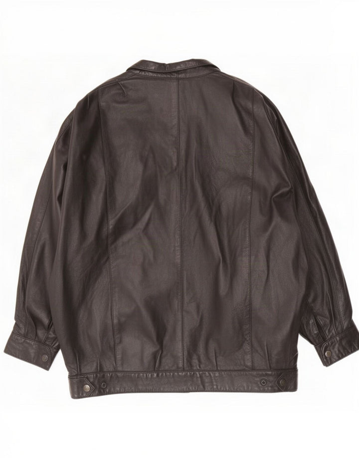 Giacca in pelle oversize da donna vintage UK 16 Large Nera