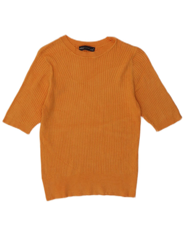 Maglione maglione con scollo a barca da donna Marks & Spencer UK 10 piccolo arancione