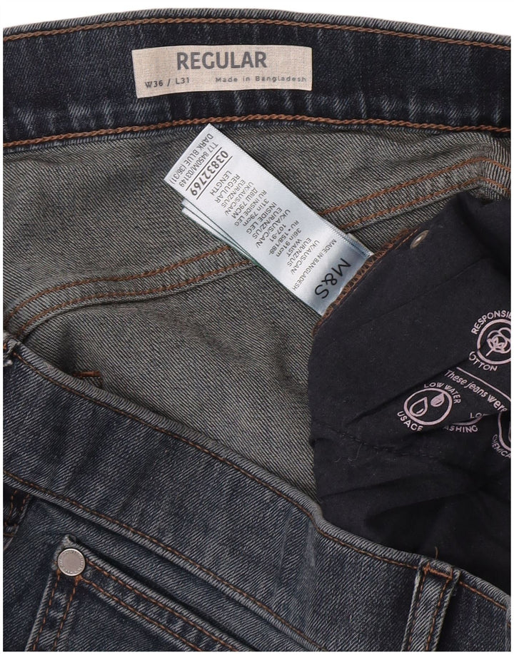 Jeans dritti vestibilità regolare da uomo Marks & Spencer W36 L31 cotone blu