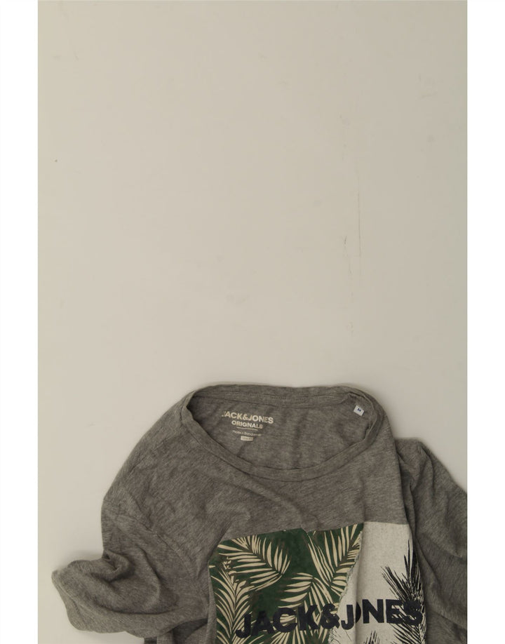 JACK & JONES Mens Slim Fit Graphic T-Shirt Top Medium Grey Cotton Vintage Jack & Jones and Second-Hand Jack & Jones from Messina Hembry 