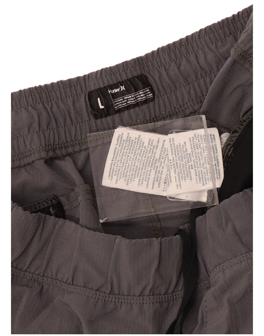 Pantaloncini sportivi da uomo HURLEY grandi in poliestere grigio