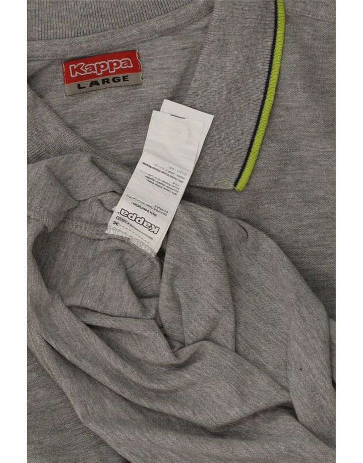 Polo Kappa Uomo Manica Lunga Regular Fit Large in Cotone Grigio