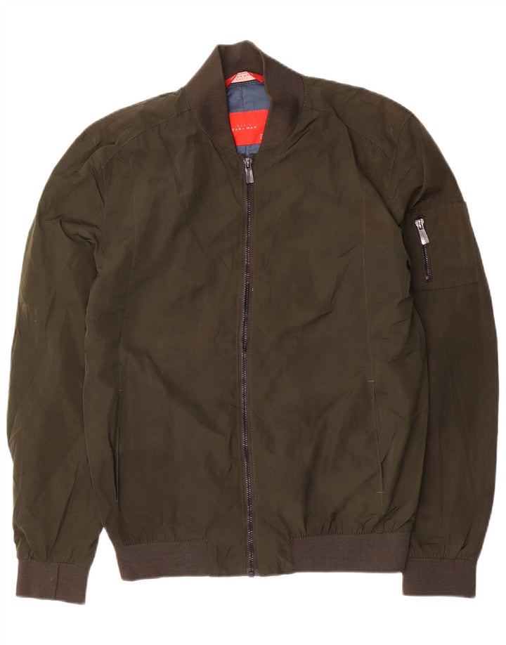 Giubbotto bomber da uomo Zara UK 36 piccolo poliestere kaki