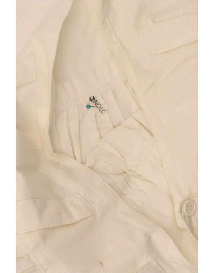 Gonna a pieghe vintage da donna IT 44 media W28 in cotone bianco
