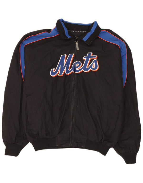 Majestic Giacca da tuta grafica da uomo Mets XL in nylon color block nero