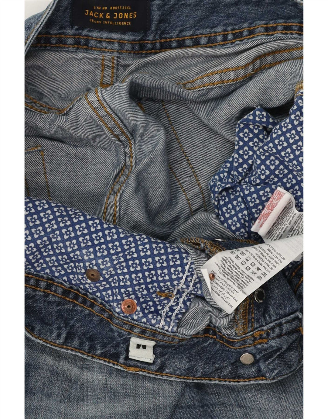 Pantaloncini di jeans vestibilità regolare da uomo Jack & Jones medi W32 cotone blu