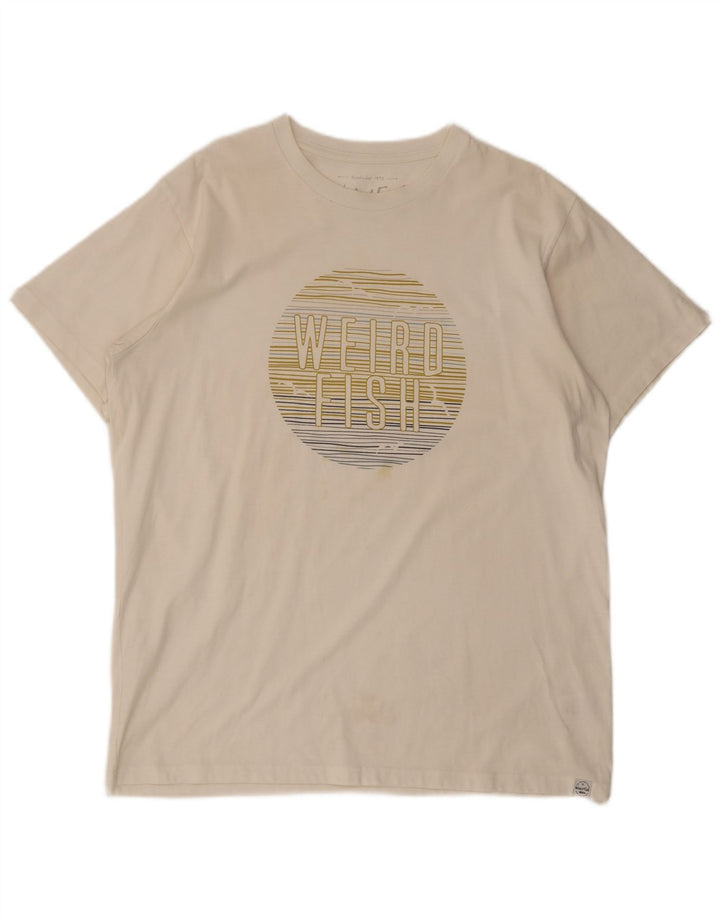 T-shirt grafica da uomo Weird Fish Top XL in cotone bianco