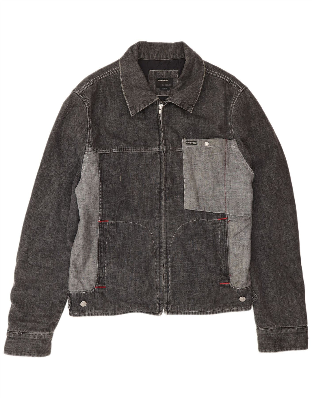 Giacca in denim da uomo Energie UK 40 Large in cotone color block grigio