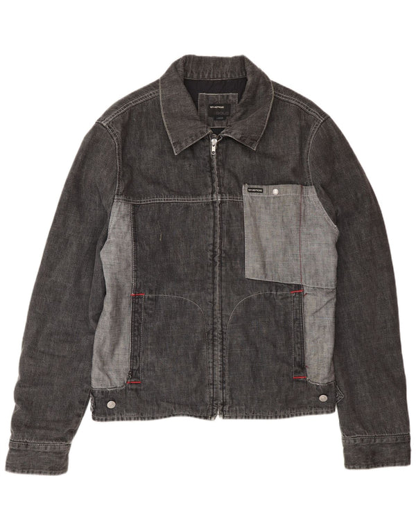 Giacca in denim da uomo Energie UK 40 Large in cotone color block grigio