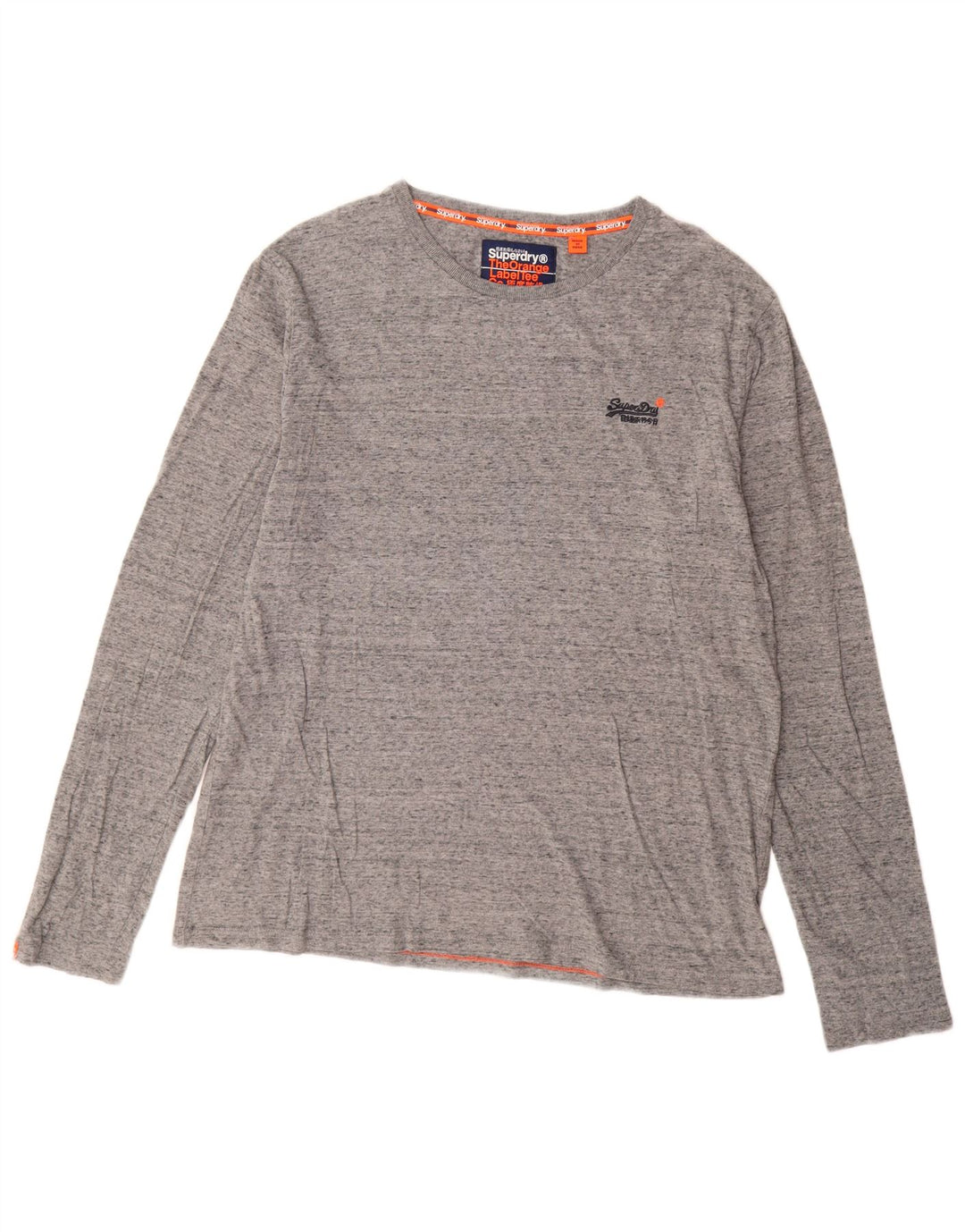 SUPERDRY Mens Top Long Sleeve 2XL Grey Flecked Cotton Vintage Superdry and Second-Hand Superdry from Messina Hembry 