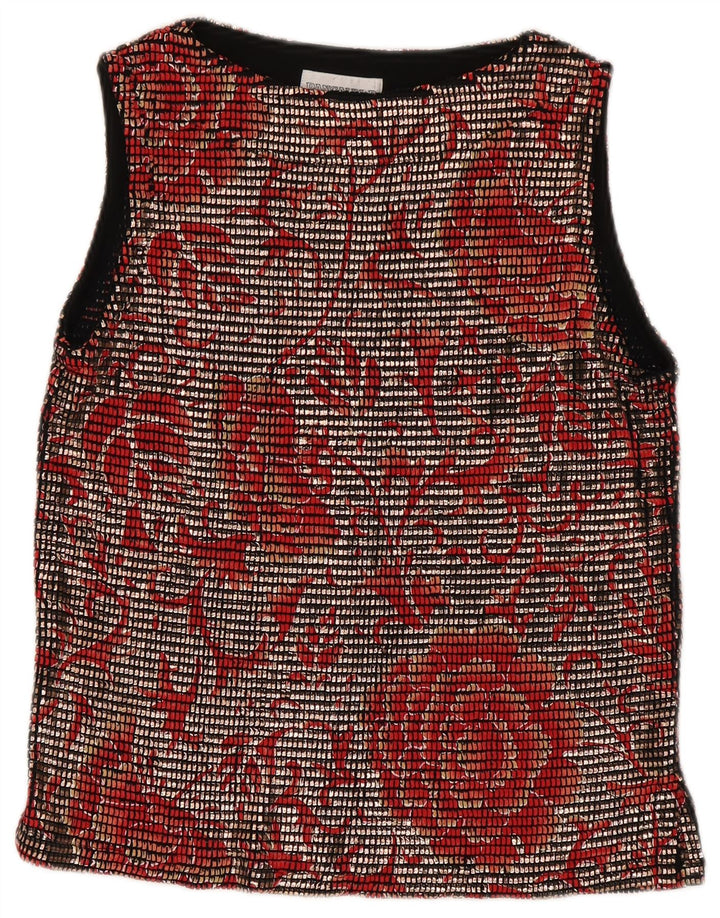 Top camicetta senza maniche da donna Pancaldi & B UK 12 rosso medio floreale