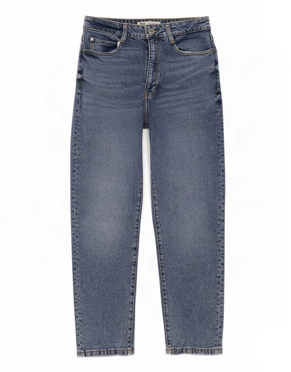 Jeans affusolati a vita alta da donna Zara EU 38 Small W28 L27 cotone blu