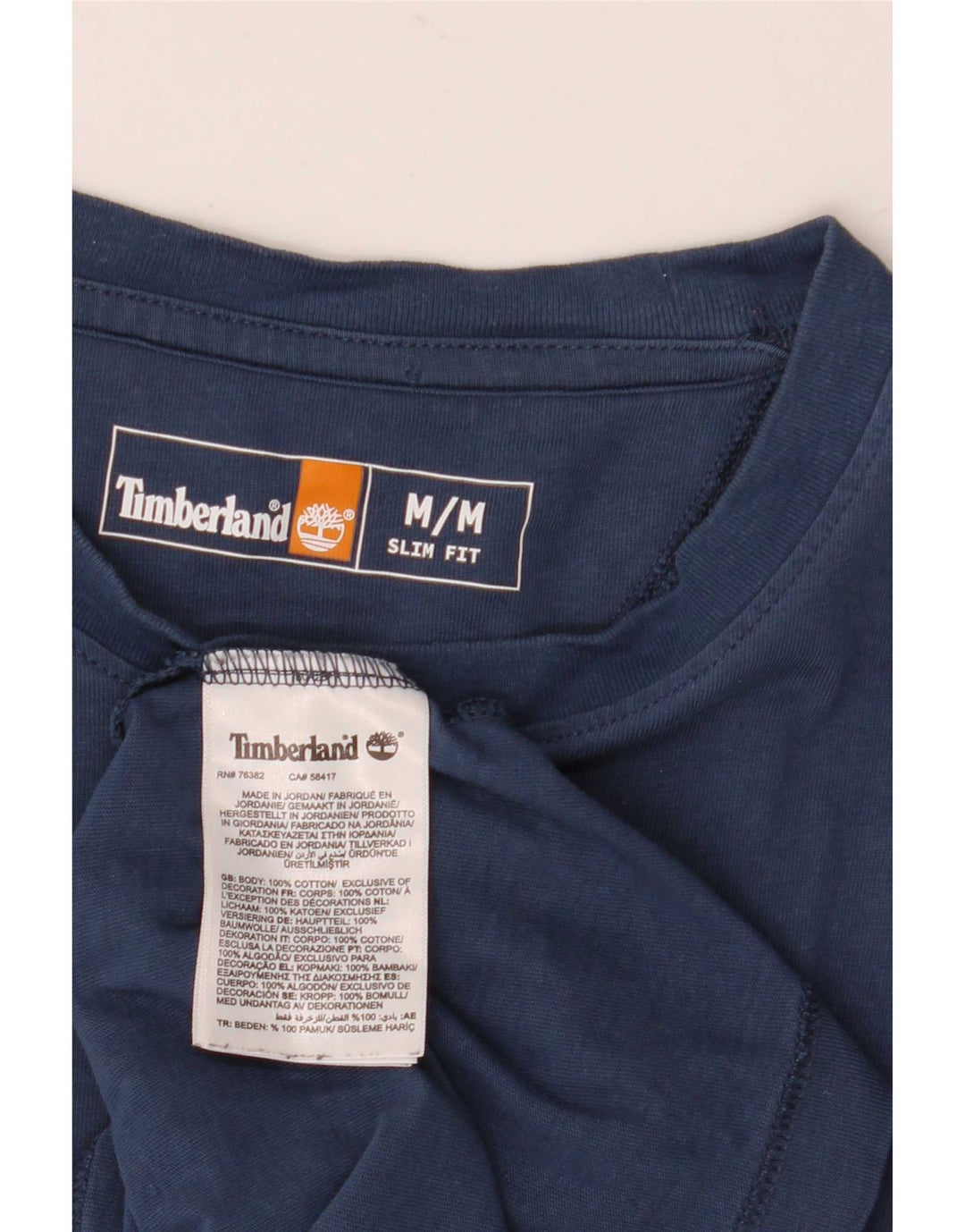T-shirt da uomo slim fit Timberland Top medio in cotone blu navy