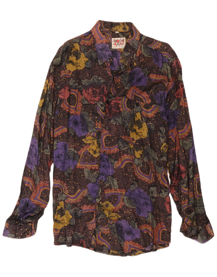 Camicia vintage da uomo XL in viscosa Paisley multicolore
