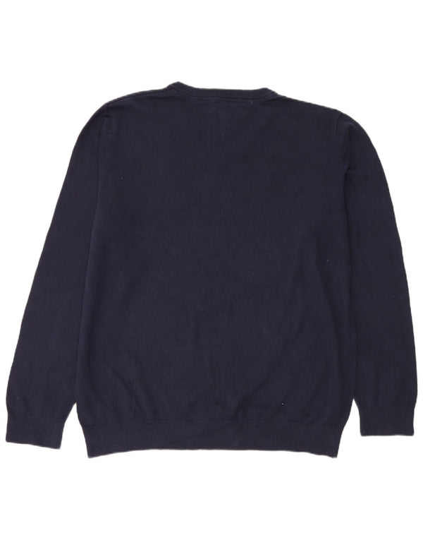 TOMMY HILFIGER Maglione da uomo con scollo a V 2XL cotone blu navy
